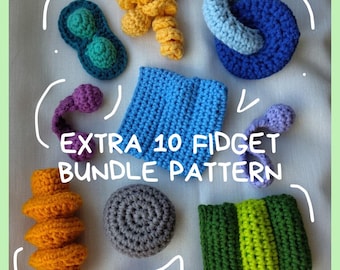 Extra 10 crochet fidget toy PATTERN BUNDLE- new updated version. Available in English only