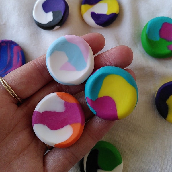 PRIDE COLOUR Polymer clay worry stone/ peace pebble/fidget- choose your own colour! Handmade gift, customs available.