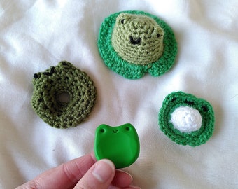 Froggy fidgets! Handmade crochet fidgets in a fun frog theme