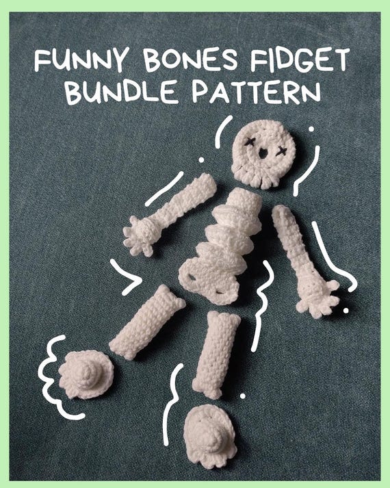 Funny Bones Crochet Fidget Toy PATTERN BUNDLE of 5 Different Toys