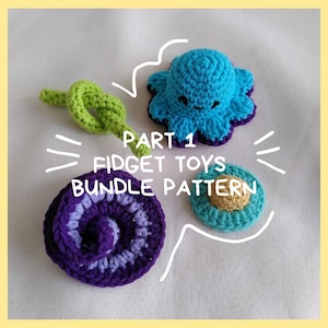 Crochet fidget toy PART 1 pattern bundle, includes 4 fidgets to make.