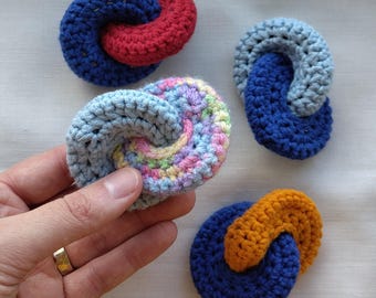 Double donut crochet fidget toy for anxiety and stress relief. Handmade gift