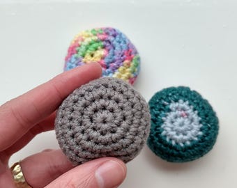 Pebble crochet fidget toy for anxiety and stress relief. Handmade gift