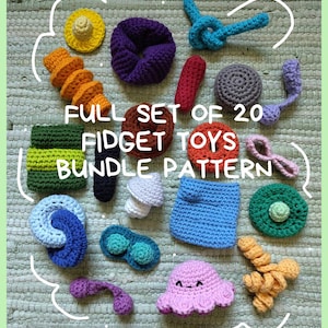 Full bundle of 20 crochet fidget toy- including original 10 and extra 10. Available in English only