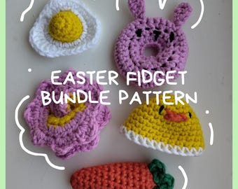 Crochet Easter theme fidget toy PATTERN BUNDLE of 5. Make your festive themed fidgets