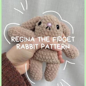 Regina the fidget rabbit crochet pattern, no-sew plush doll (Digital Download)