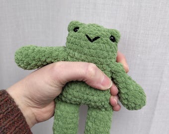 Filbert the plush fidget frog- custom friend with 5 fidget elements for sensory fun. Made to order.