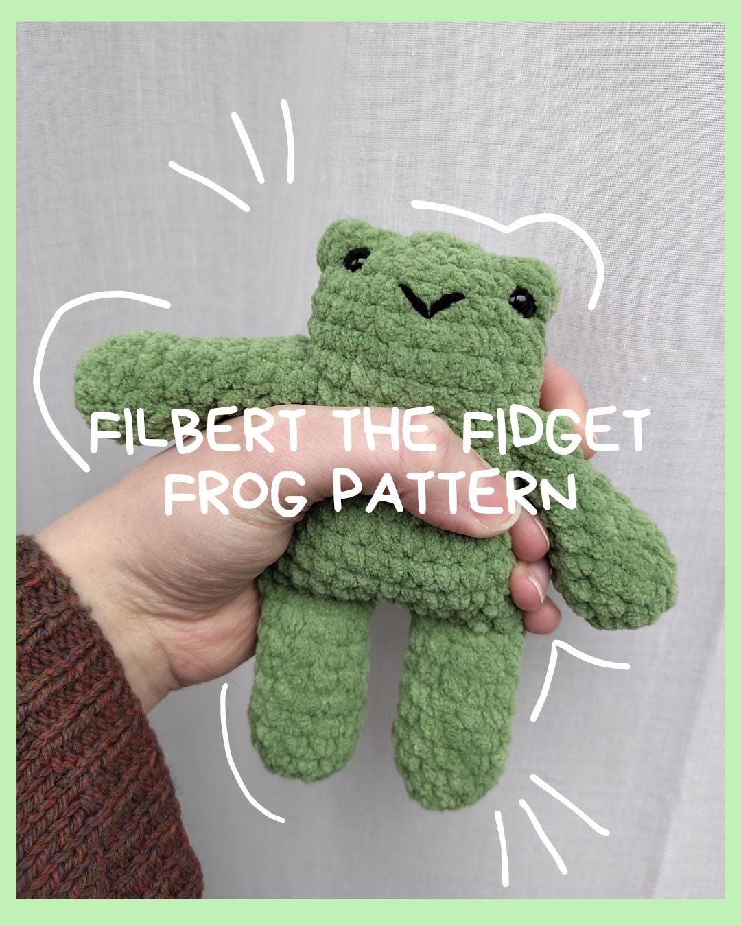 Filbert the Fidget Frog Crochet Pattern, No-sew Plush Doll (digital ...