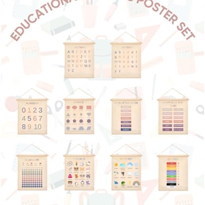 Conjunto de 10 pósteres educativos - Impresiones en lienzo