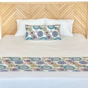 Boho Bed Runner and Matching Cushion Set, Bed Scarf