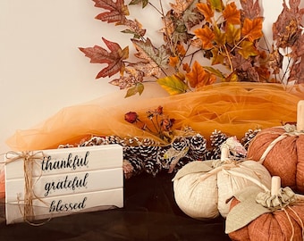 Dankbar gesegnete Holzblöcke, Herbst Tablett Deko, Herbst Dekoration, Erntedank dekoration