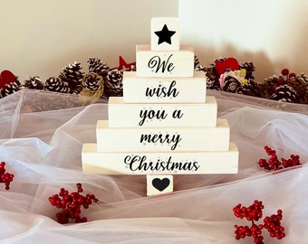 Merry Christmas Stacking Blocks, Christmas Decor, Christmas Sign,