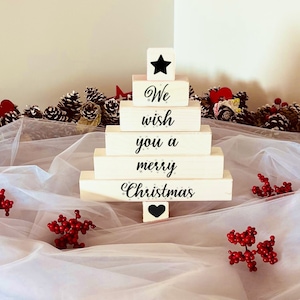 Merry Christmas Stacking Blocks, Christmas Decor, Christmas Sign,