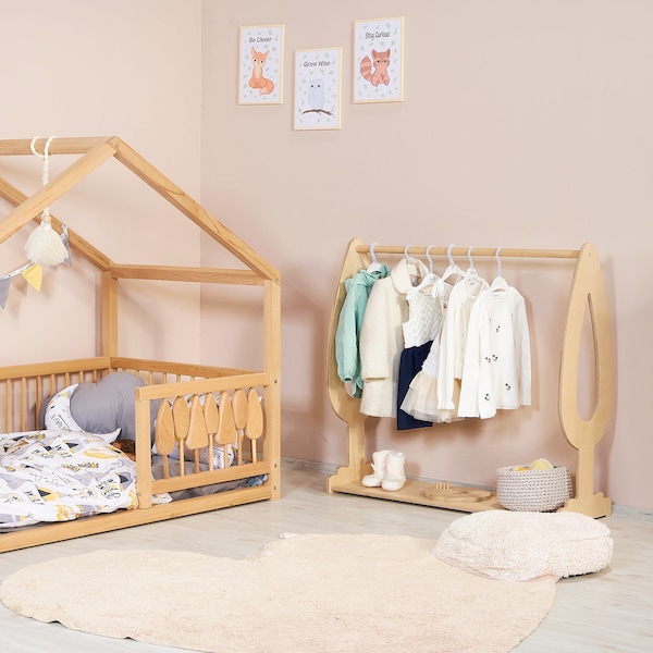 Das Woodland Kleinkind Rack, Express Versand, Montessori Kleiderständer, Kinderzimmer Möbel, Kinder Schrank, Kinder Schrank, Anzieh Lagerung