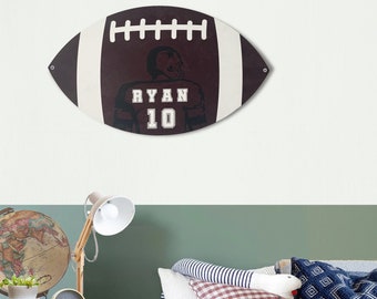 Personalized Football Name Sign, 17" x 27" Wall Decor, Child Baby Name, Football Nursery Decor, Nursery Wall Decor