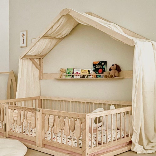 Roof Shaped Shelf With Canopy Toddler Bed Canopy the Floor Etsy Australia