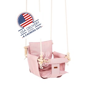 High Back Baby Swing, Indoor Swing, Baby Shower Gift, First Birthday Gift, Cotton Canvas Swing