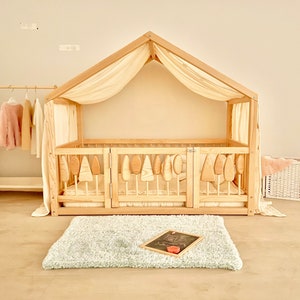 Copertura per tenda in mussola di cotone 100% per letto Montessori, (il lettino è venduto separatamente) Baldacchino per letto per bambini, Baldacchino per letto da pavimento Montessori