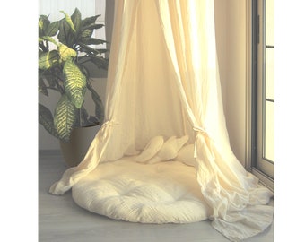 Cotton Muslin Bed Canopy, Kids Reading Nook & Play Tent, Nursery Canopy, Montessori Bedroom Decor