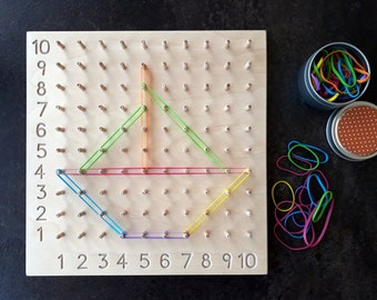 Multiplication Geoboard, Wooden Peg Board, Montessori Learning Toy, Sensory Board, Toddler Gift, Preschool Toy, Waldorf Toy