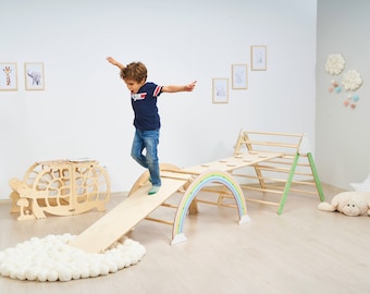 Foldable Climbing Triangle with Ramp: Montessori Arch Activity Gym