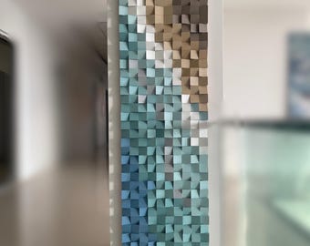 Aegean Breeze Wood Mosaic Wall Art | Handcrafted Ocean-Inspired Wooden Wall Decor | Zero Waste, Hand Painted, Sustainable Home Art