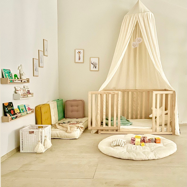 Toddler Floor Bed With Extra High Railings Toddler Floor Bed Etsy