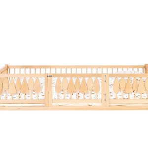 Woodland Montessori Floor Bed with Slat with Flipping Trees on the front Rail, Toddler Bed, Toddler Montessori Bed, Twin Montessori Bed