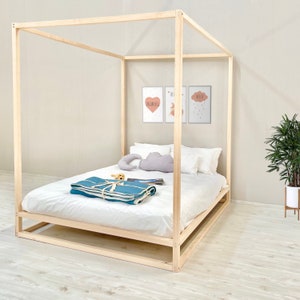 Canopy Bed, Platform Bed, Floor Bed, Four Poster Bed, Montessori Floor ...