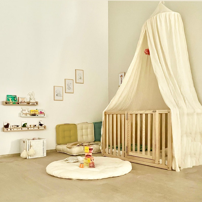 Toddler Floor Bed With Extra High Railings Toddler Floor Bed Etsy