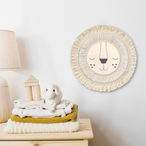 Handcrafted Macramé Lion Face Nursery Wall Decor - Safari-Themed Kids&#39; Room Art, Nursery Room Decor