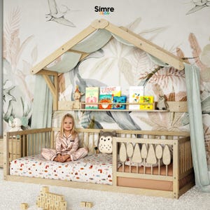 Roof Shaped Shelf With Canopy, Toddler Bed Canopy (The floor bed is not included)