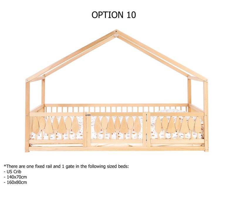 Woodland Montessori House Floor Bed with Flipping Trees on the front Rail, Toddler House Bed, Toddler Montessori Bed, Twin Montessori Bed image 4