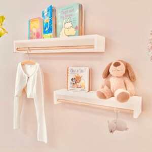Nursery Bookshelf, Shelf With Hanging Rod, Nursery Shelf, Montessori ...