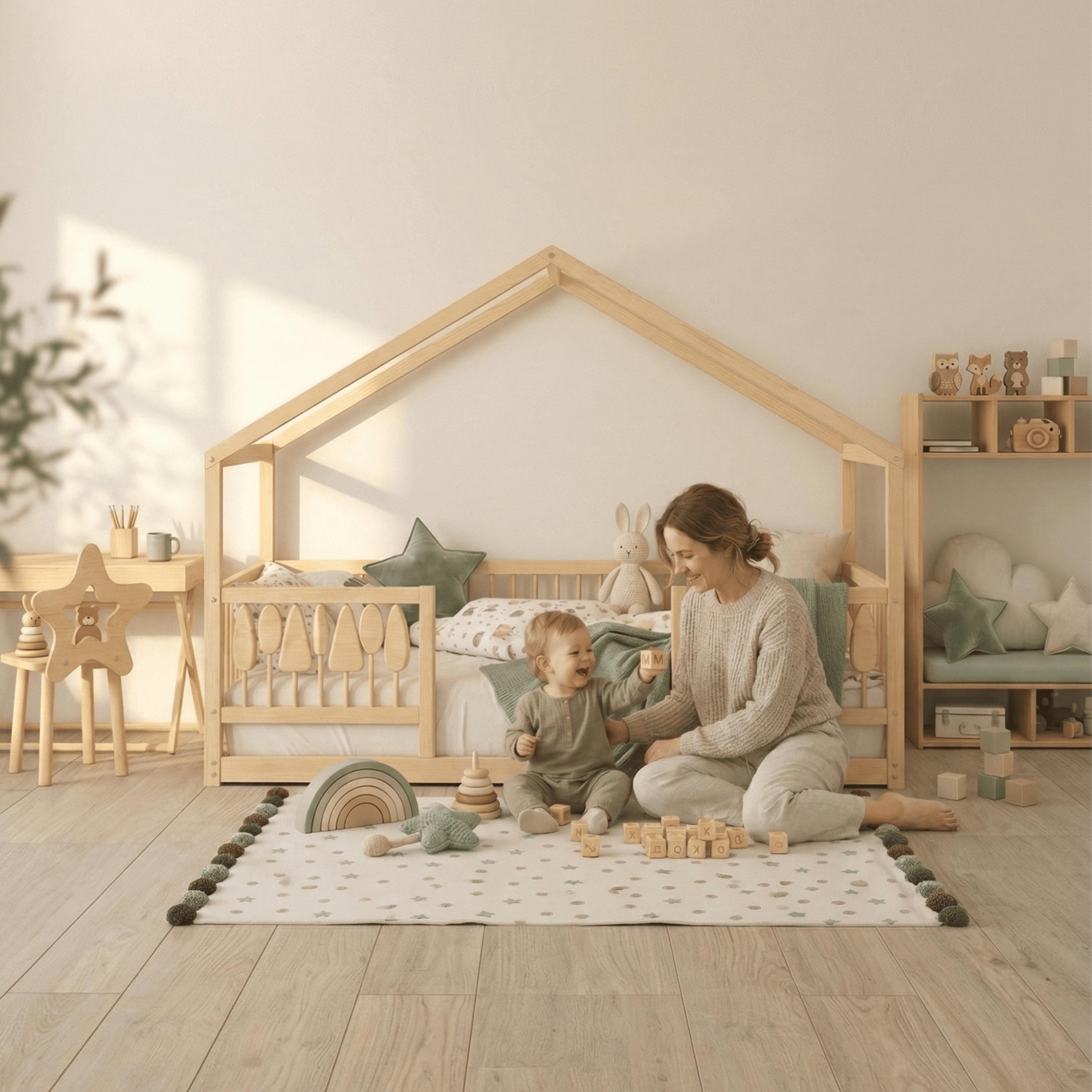 Montessori Floor Bed With Rails – Dream House Woodland Toddler