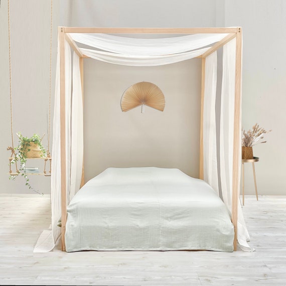 Canopy Bed, Platform Bed, Floor Bed, Four Poster Bed, Montessori Floor Bed,  Slatted Bed Base, Montessori Bed 