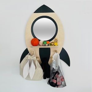 Rocket Entryway Mirror: Baltic Birch Toddler Self-Care Station