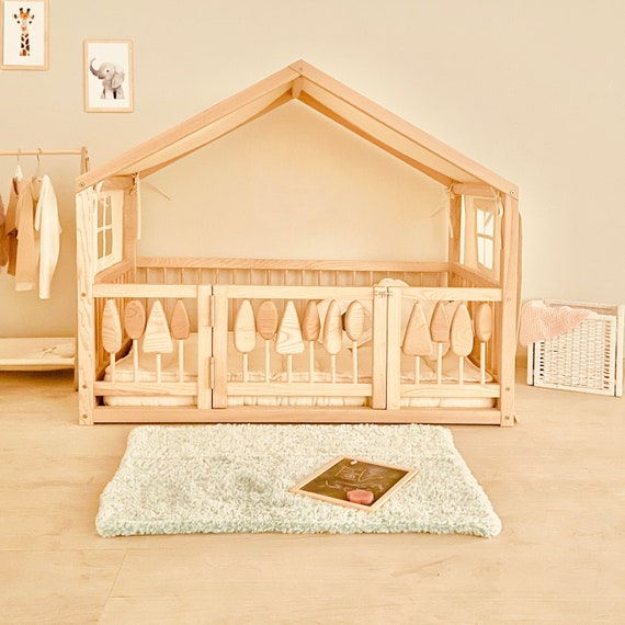 Copertura per tenda in cotone 100% per letto Montessori, il letto del  pavimento è venduto separatamente Baldacchino del letto del bambino,  baldacchino del letto del pavimento Montessori, letto a baldacchino -   Italia