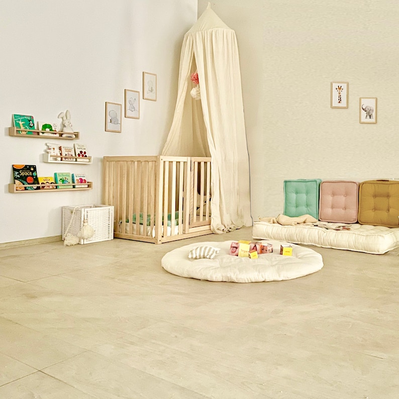 Toddler Floor Bed With Extra High Railings Toddler Floor Bed Etsy