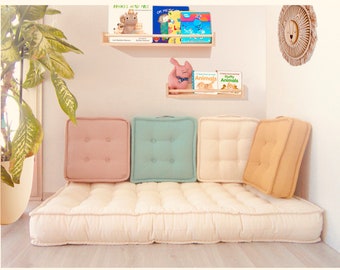 100% Cotton Water Repellent Montessori Mat, Reading Nook Cushion, Floor Pillow, French Cushion, Sofa Cushion, Daybed Cushion, Window Cushion