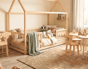 Woodland Montessori Floor Bed with Flipping Trees