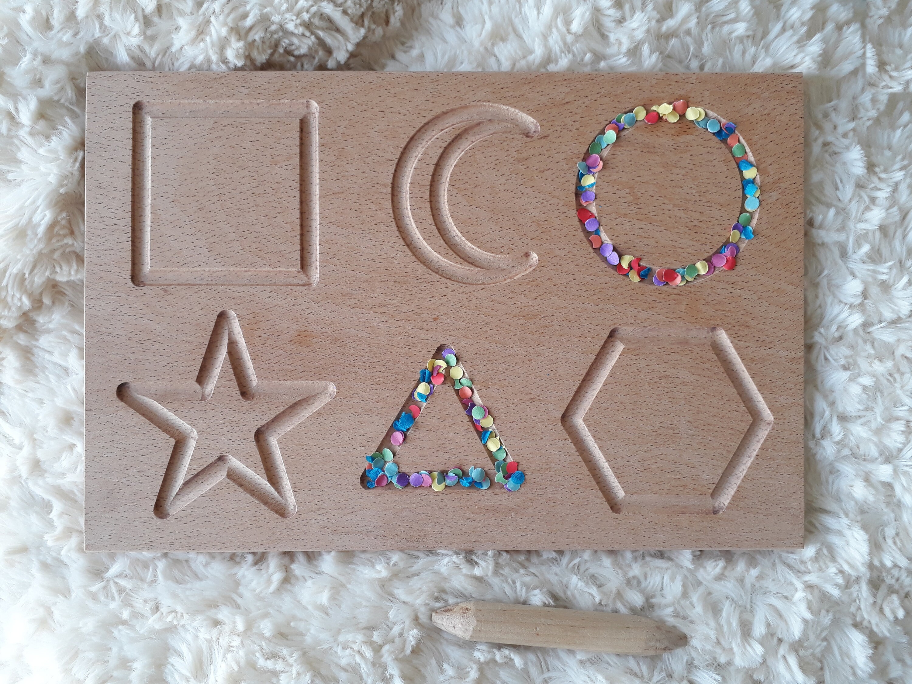 Prewriting & Shapes Wood Tracing Board Montessori Learning Etsy