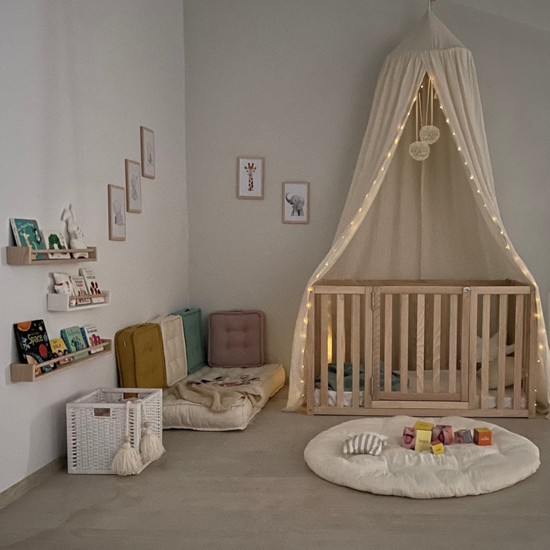 Toddler Floor Bed With Extra High Railings Toddler Floor Bed Etsy