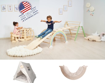 Foldable Climbing Triangle Climbing Arch with Ramp, Climbing Triangle, Montessori Toy, Activity Center, Toddler Christmas Gift, Toddler Gym