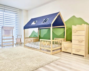 Windowed Dream Roof Canopy: 100% Cotton Montessori Bed Tent