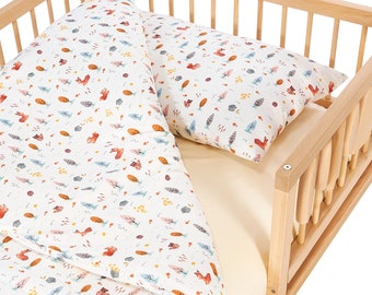 Ensemble de literie pour bébé et enfant Woodland 100% coton biologique, housse de couette et taie d’oreiller pour pépinière en coton doux, expédition express