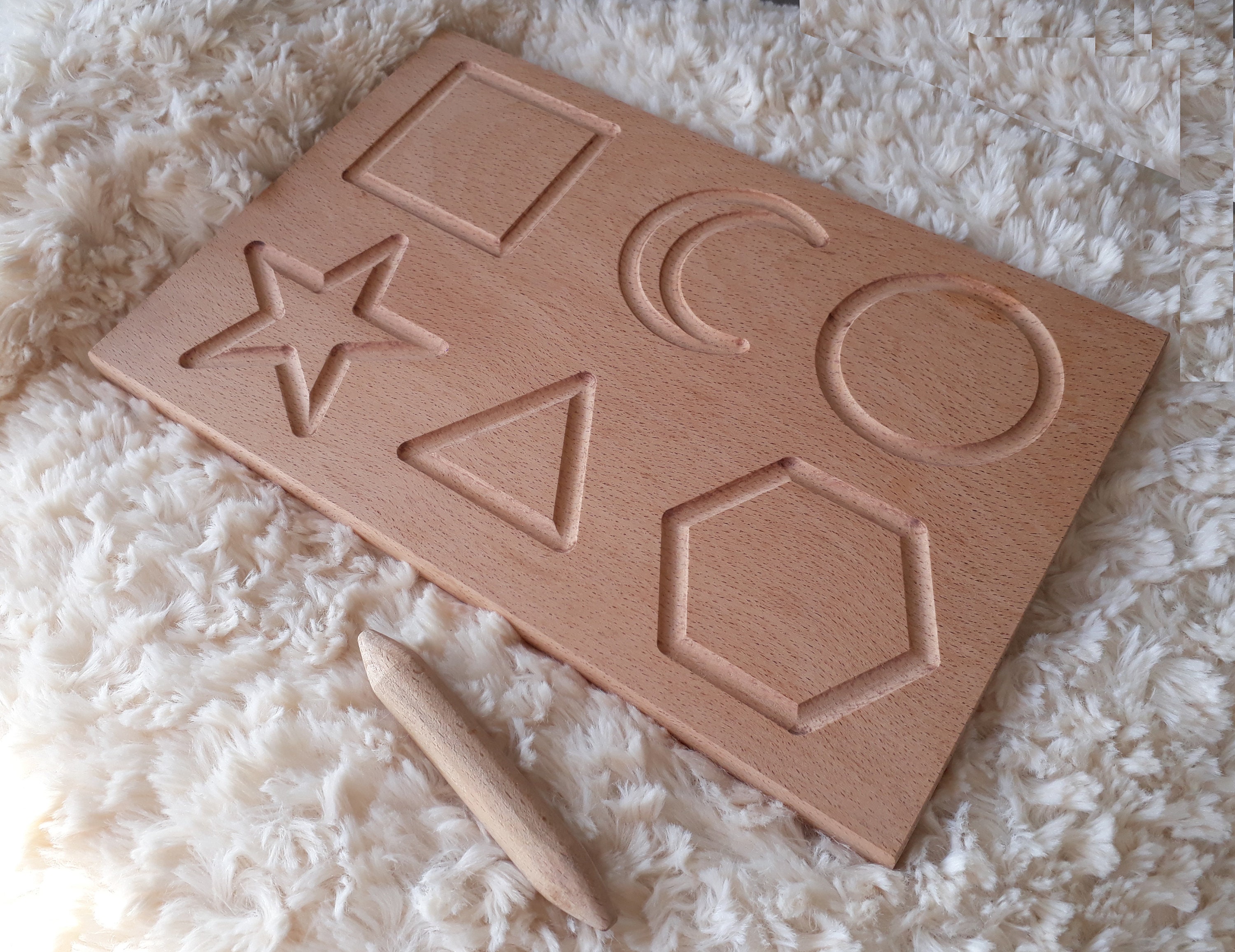 Prewriting & Shapes Wood Tracing Board Montessori Learning Etsy