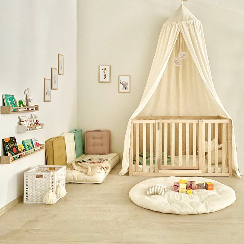 Toddler Floor Bed With Extra High Railings Toddler Floor Bed Etsy