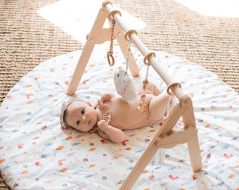 Personalizable Organic Cotton Baby Gym: Foldable Activity Center Baby Gift