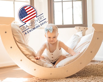 Rainbow Climbing Arch Set: Montessori Rocker, Ramp & Cushion